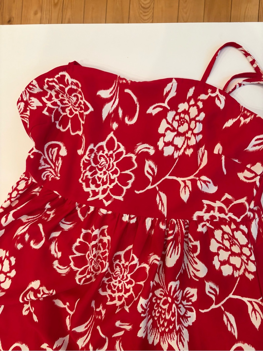 Red Floral Maxi Dress with Cream Botanical Print-medium-beach-coast-boho-NEW - Picture 3 of 7
